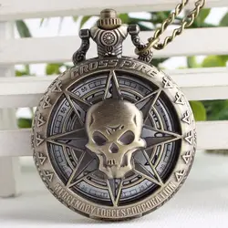 Крест огонь панк Headshot череп сувенир карманные часы для мужчин часы с цепочки и ожерелья цепи подарок мужские часы hombre Saati