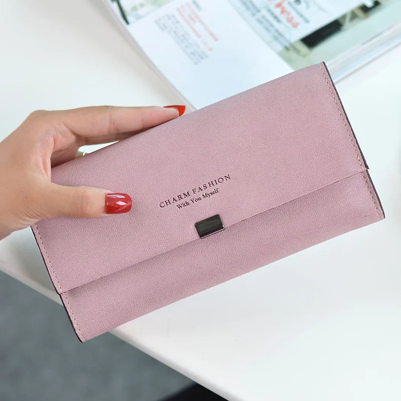 

2019 New Women Wallet Mini Wallet Girl's Long Frosted Multi-functional Wallet Handbag, Mobile Bag and Change Wallet