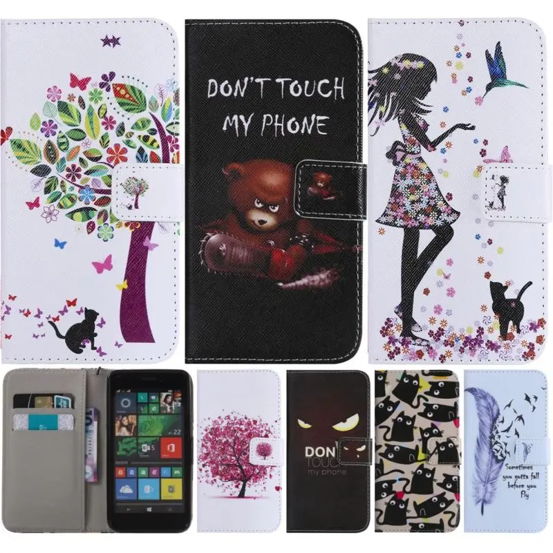 

Cute Flip Leather Case For Funda Nokia Lumia N640 640 N735 735 N730 730 N635 635 N630 630 Bear Leopard Cases Wallet Cover P06Z
