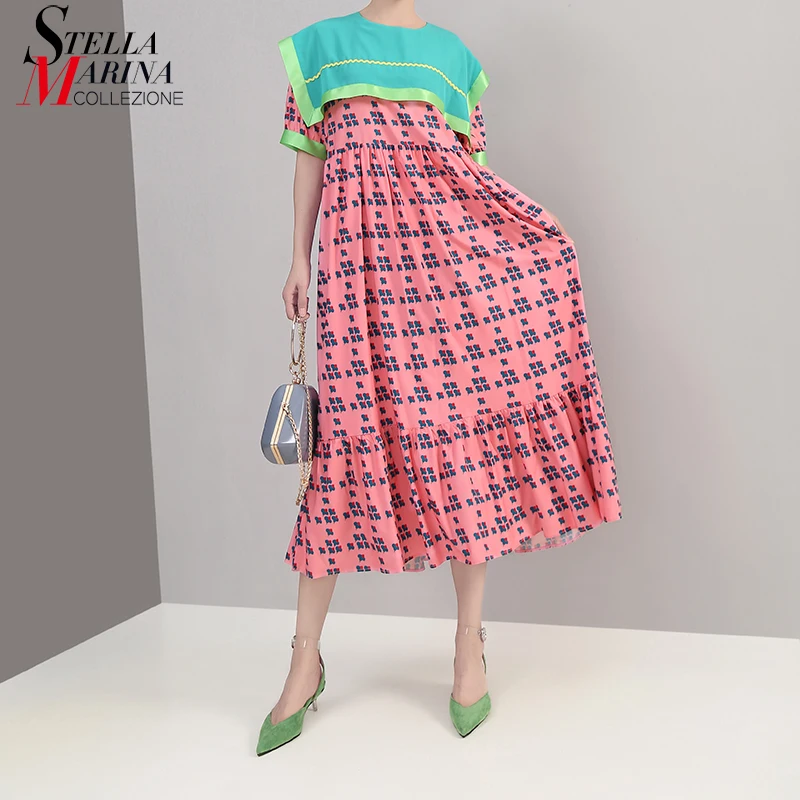 Новинка 2019 корейский стиль женское летнее платье трапециевидной формы длинное