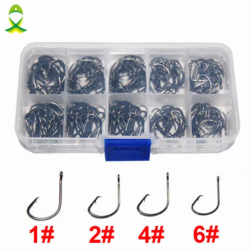 

JSM 200pcs 7381 High Carbon Steel Fishing Hooks Octopus Offset Sport Circle Bait Fishing Hook Set With Box