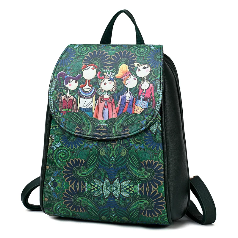 Модный женский рюкзак с мультипликационным принтом, милый маленький рюкзак для девочек, брендовые кожаные рюкзаки, простая сумка на плечо, Mochila