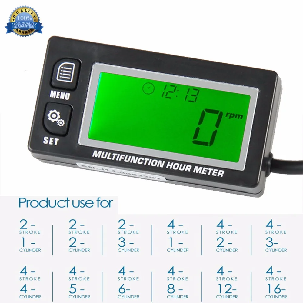 Tachometer Hour Meter Thermometer Backlight Inductive Display for all gasoline engine ATV UTV dirtbike motobike motocycle 028A Tachometer Hour Meter Thermometer Backlight Inductive Display for all gasoline engine ATV UTV dirtbike motobike motocycle 028A