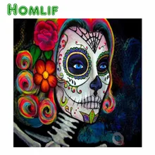 5d diy заказной набор для картин из алмазов eigen foto череп цветы полный квадратный стежок Алмазная вышивка мозаика