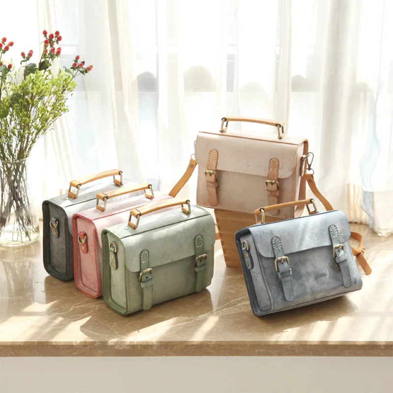 

2019 France original handmade leather bag summer trendy portable Messenger cowhide leather retro handbag