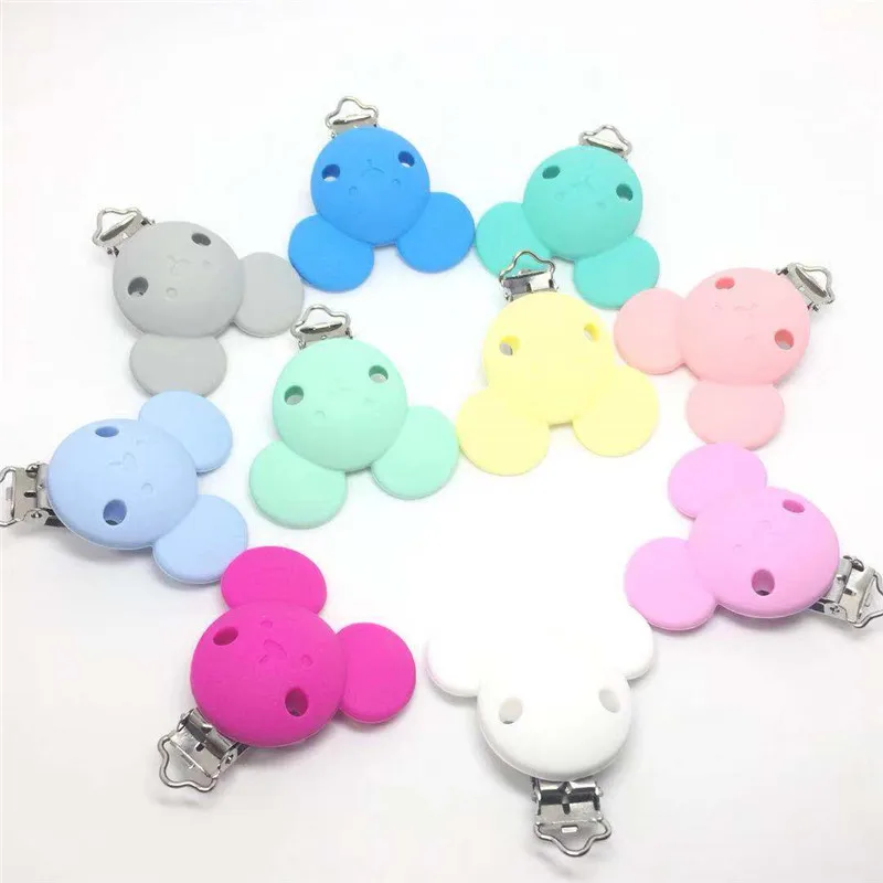 

1 PC Mouse Silicone Baby Mickey Head Pacifier Clip Eco-Friendly Crafts Soother Holder Dummy Clips Adapters Attachments