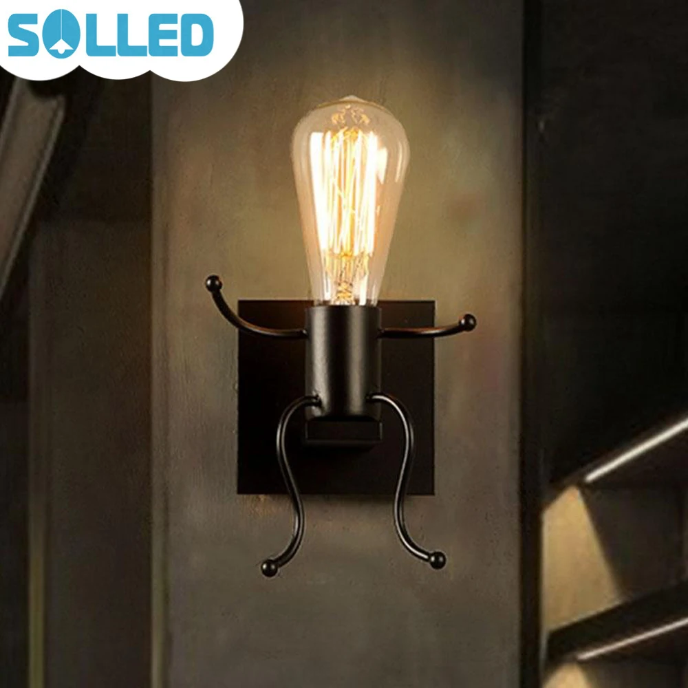 SOLLED E27 Modern Metal LED Wall Light Cartoon Robot Sconce Lighting