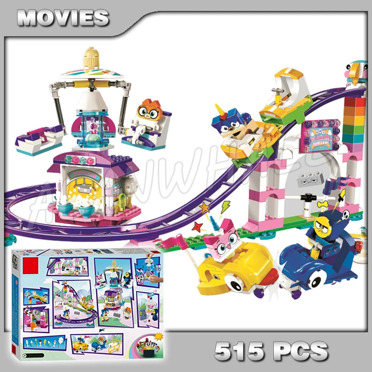 

515pcs Unikitty Unikingdom Fairground Fun Amusement Park Roller Coaster 11020 Model Building Blocks Toys Compatible with Lego