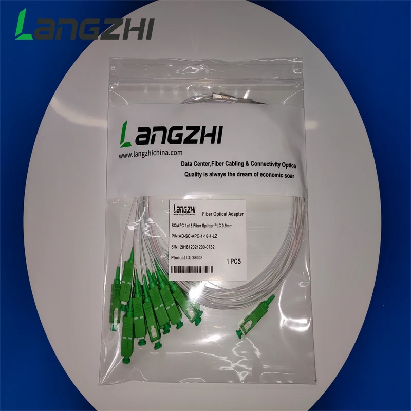 Goedkoop 10 pieces SC APC Single Mode Glasvezel FTTH 0.9mm Mini PLC Splitter 1x16 SC APC Enkele mode Fiber Optische PLC Splitter