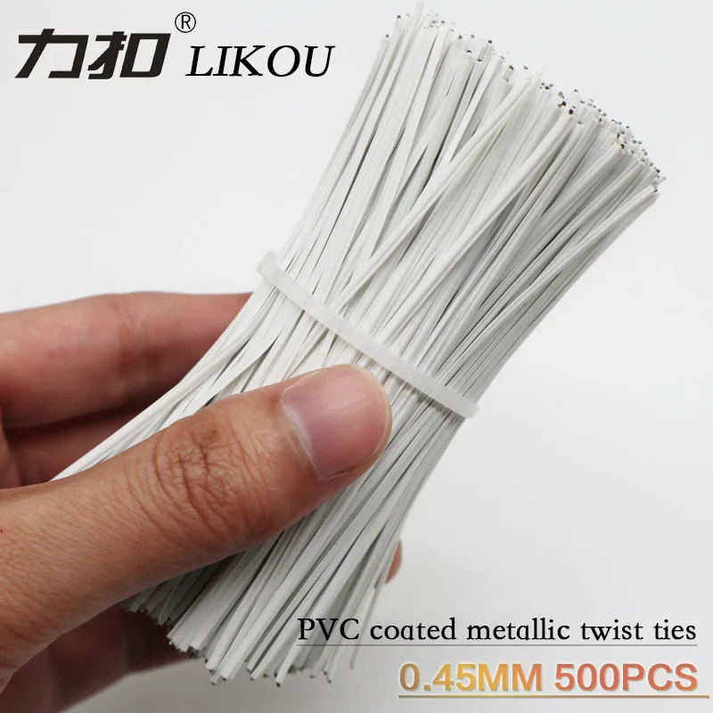 

LIKOU Plastic coating Galvanized wire 80MM 100MM 120MM 150MM 200MM Iron binding wire cable ties 500PCS Black white