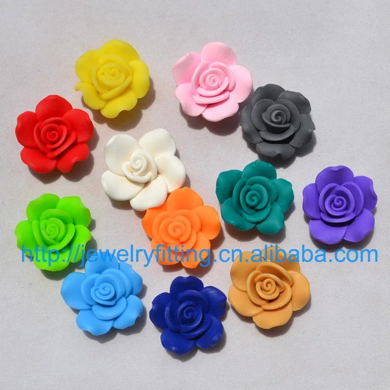 

10pcs DIY Jewelry Accessories 28MM Polymer Clay Flowers Mix Color Rose Fimo Department Necklace Earring Making Findings
