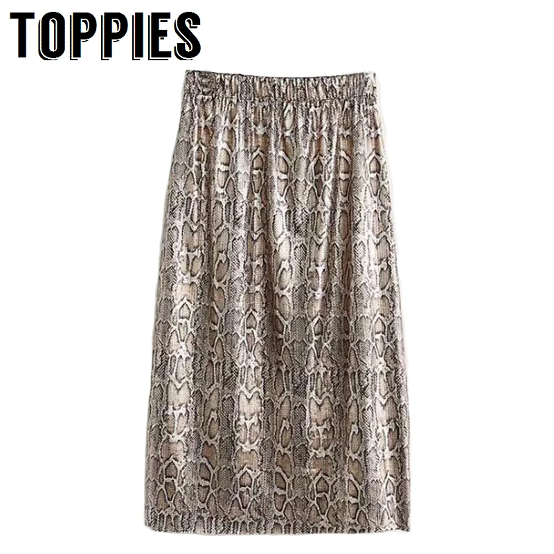 

Autumn and Winter Snake Print Long Skirt Sequined High Waist Skirt Lady Fashion Streetwear