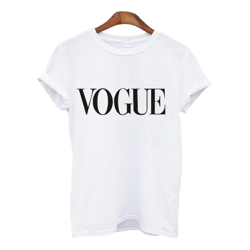 Большие размеры, S-XL, Харадзюку, летняя женская футболка, Новое поступление, модная футболка с принтом VOGUE, женские футболки, топы, повседневные женские футболки
