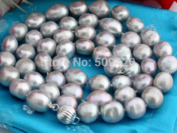 

Shipping Exquisite 25" 13mm baroque gray FW pearl necklac (C0309)