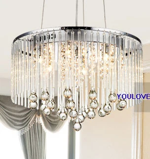 

Modern Romantic Crystal Chandelier Lights Fixture Round Crystal Droplights Home Indoor Lighting Foyer Bedroon Hall Pendant Lamps