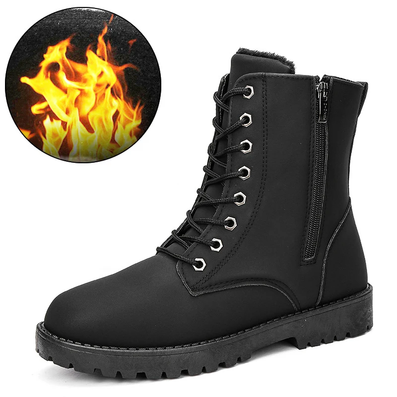 

Martin Boots Winter Male Plus Velvet Keep Warm High Upper Zipper Men Shoes Fashion Comfortable Cotton Snow Waking Footwear Male