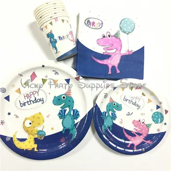 

40pcs/lot Color Cartoon Dinosaur Disposable Paper Tableware Set Dinosaur Birthday Baby Shower Party Cup Plate Napkin Supplies
