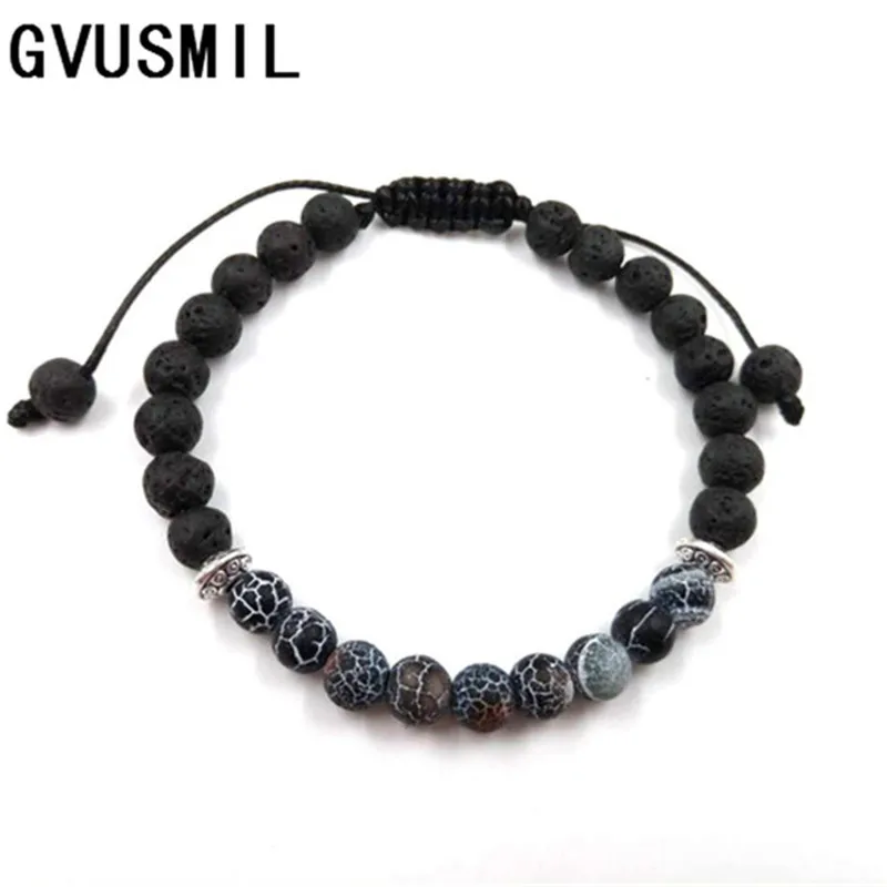 

GVUSMIL 2018 NEW 6mm tiger eyes SPAR Bracelet With Natural Black Lava Rock Stone Energy Men Beaded Bracelets For Women