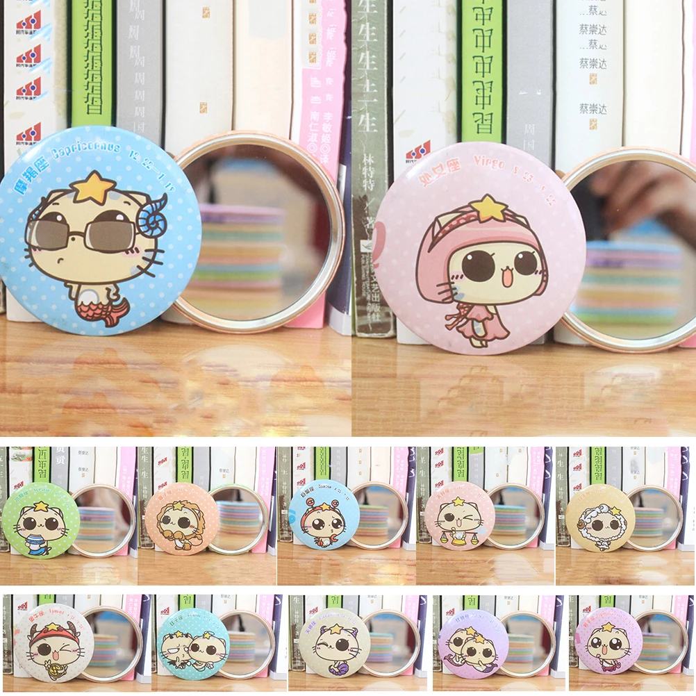 

1pc Mini Pocket Makeup Mirror Cosmetic Compact Mirrors Cosmetic mirror pocket mirror Multi Styles New Random Girl