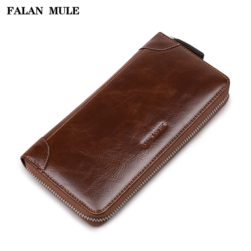 

FALAN MULE fashion vintage genuine leather men wallets long casual male clutch purse card holder wallet