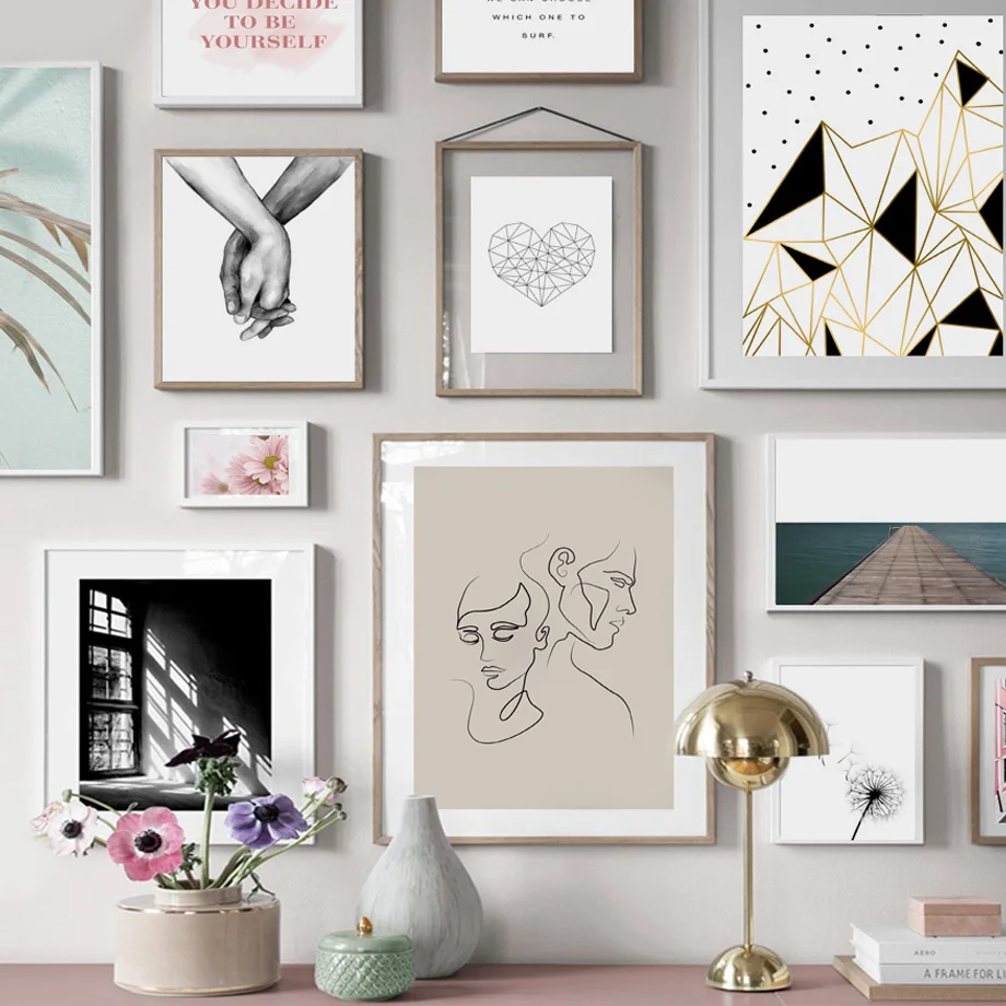 

Abstract Geometry Hand Flower Bridge Leaf Wall Art Canvas Painting Nordic Posters And Prints Wall Pictures For Living Room Decor