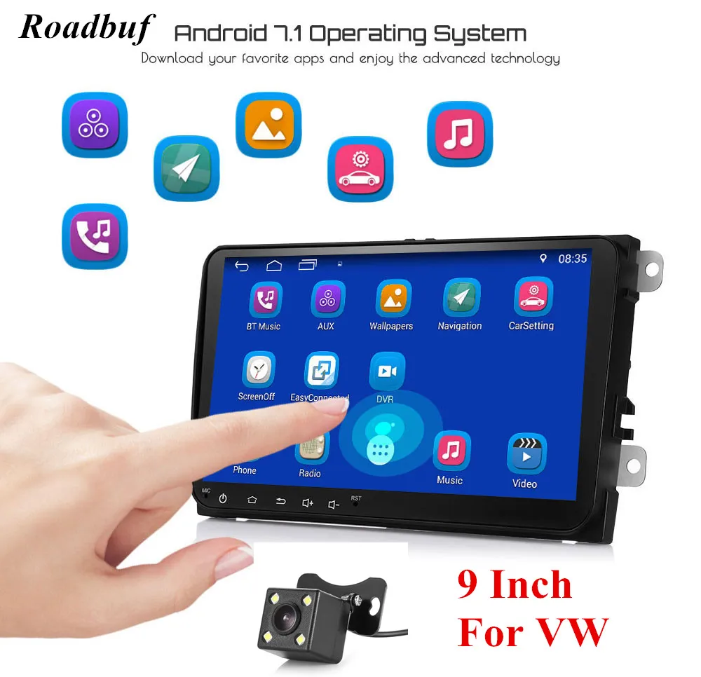 

Universal 9-inch HD Car Multimedia Player Android 7.1 Bluetooth 4.0 GPS for VW with Navigation Bluetooth Wifi Car Stereo Player