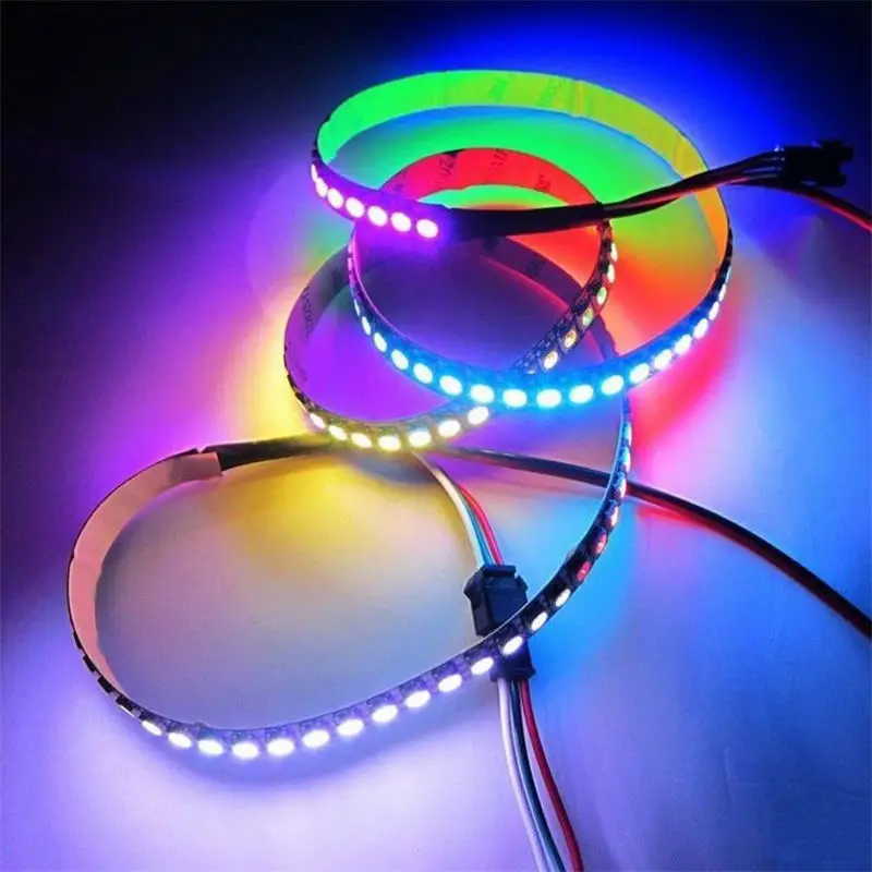 1m 60LEDs WS2812B 5050 RGB LED Strip Light White Shell Lamp Party Home DIY Decor