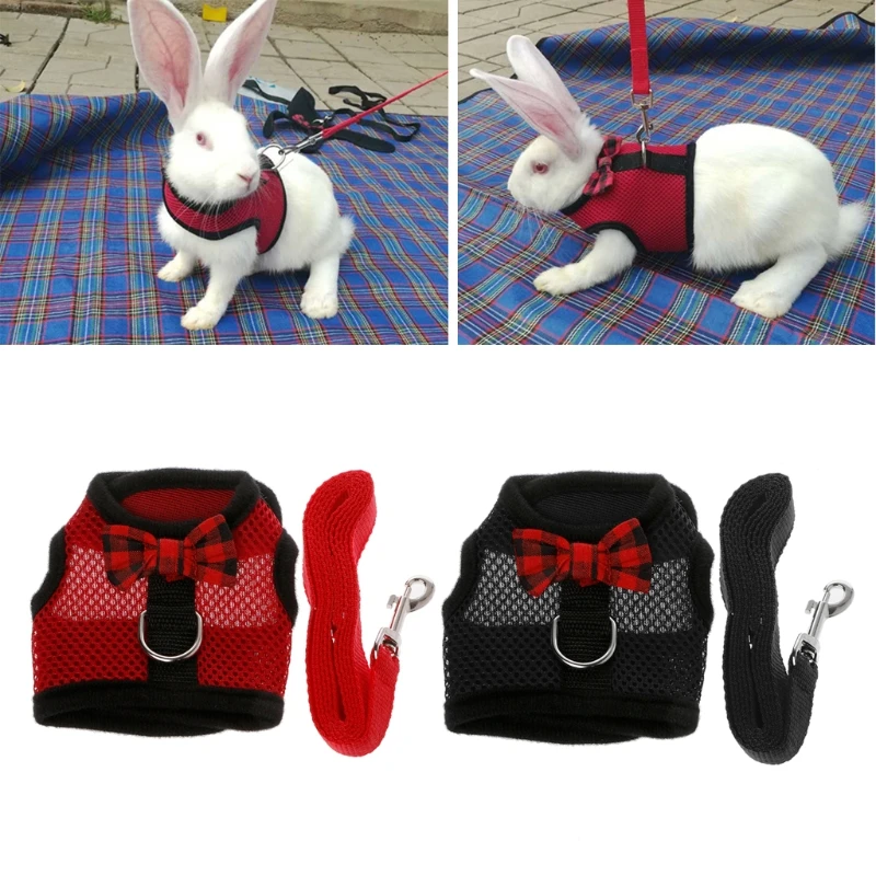 

Summer Mesh Dog Rabbit Harness With Leash Small Animal Chest Strap Pet Vest Lead