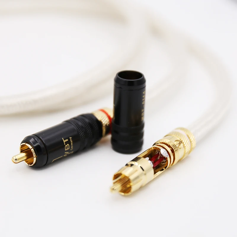  Free shipping Hifi Signature OFC Silver Platedr Interconnect Cable With 0144 Gold Plated RCA plugs