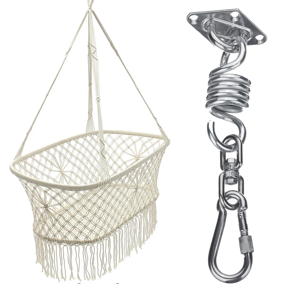 

2018 New Arrival Stainless Steel Hammock Chair Hanging Kit Spring Rotating Swivel Hook Snap Hook Ceiling Mount Set