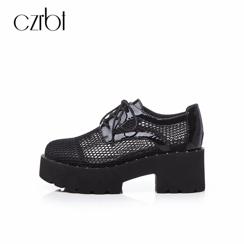 

CZRBT High Platform 6cm Ladies Flat Shoes Breathable Mesh Casual Women Shoes Thick Bottom Summer Lace Up Platform Shoes Women