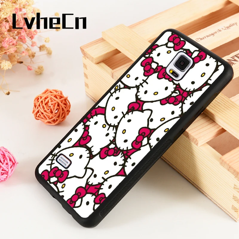 

LvheCn S3 S4 S5 Phone Cover Cases For Samsung Galaxy S6 S7 S8 S9 egde plus Note 4 5 8 9 Silicon Hello Kitty Pink Collage Cartoon