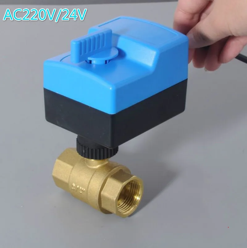 Ac220V Dn15 3-Way Electric Motorized Ball Valve Three-Wire Two Control For Air Conditioning Electric Actuator Ball Valve Ochoos Valve Balls 