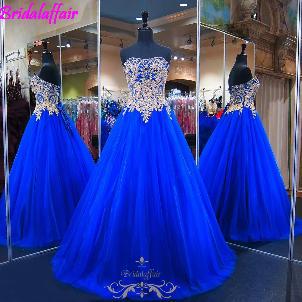 

2019 Royal Blue Lace Applique Floor length Evening Dress Tulle African Prom Dresses abiti da cerimonia da sera