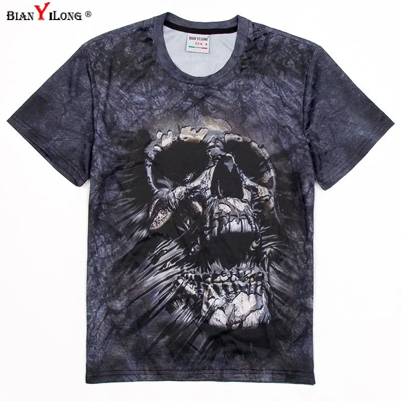 

BIANYILONG New Design Skull/ joker Print Mens tshirt Fashion 3D T-Shirt Short Sleeve Casual Breathable Tops Tee Plus Size M-4XL