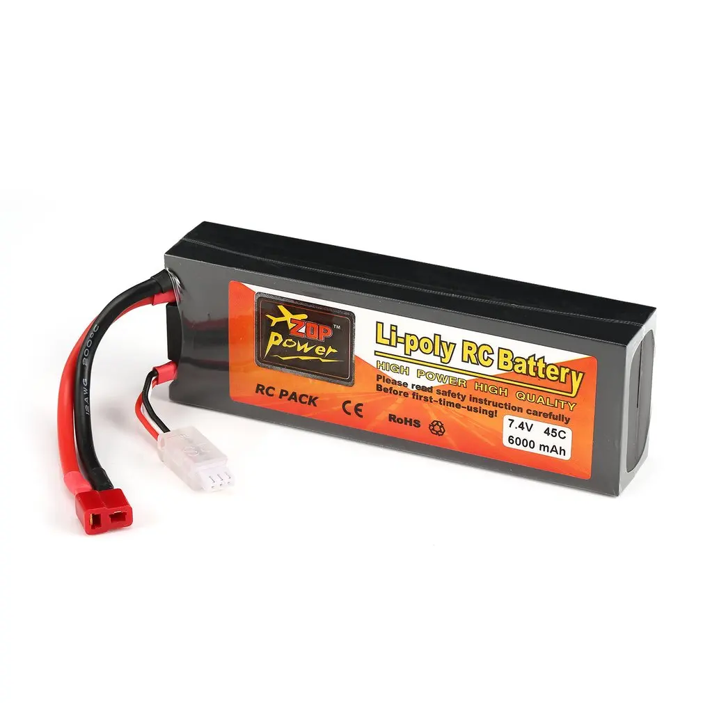 ZOP power 7,4 V 6000 mAh 45C 2 S 1 P Lipo батарея T Plug перезаряжаемая для RC гоночный Дрон Квадрокоптер вертолет модель автомобиля лодки