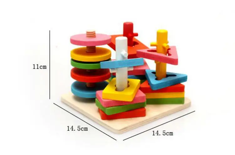 Детский четырехколонный костюм, деревянные строительные блоки, детские развивающие игрушки, сборные строительные блоки, деревянные игрушки Монтессори