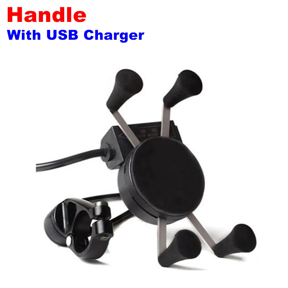 

Universal Motorcycle Holder Stand Mount Bracket with USB Charger Socket For 3.5-6 inch Mobile Smart Phone GPS the handbar handle