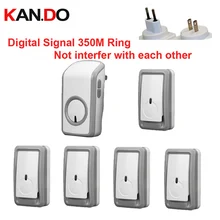 Евро/США Plug звонок комплекты 5 излучателей+ 1 приемник беспроводной дверной звонок Водонепроницаемый 380 м дверной звонок Дверной Кольцо цифровой сигнал кольцо