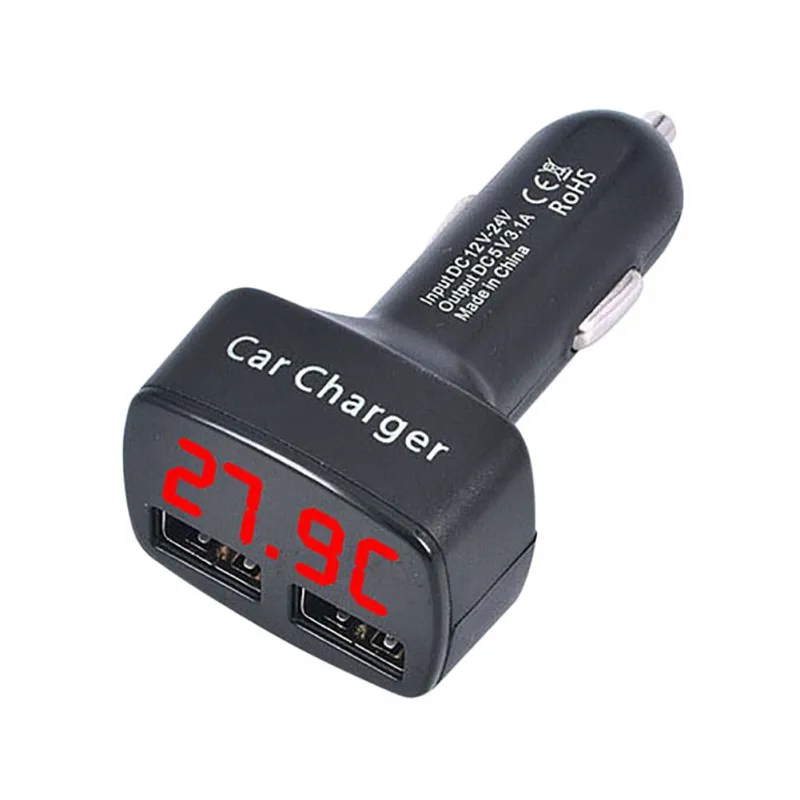 

4 in 1 Digital Display USB Car Charger Adapter DC 5V 3.1A USB Voltage/Temperature/Current Meter Tester Adapter
