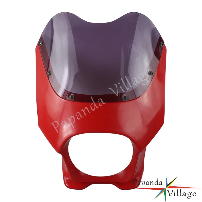 

Papanda Red Motorcycle 6" Front Headlight Fairing Motorbike Headlamp Cowl Windshield for Cafe Racer Drag Racing Bikes