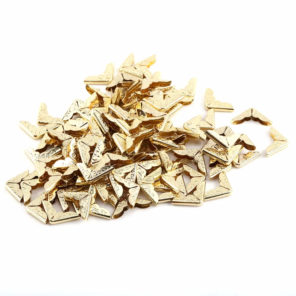 

100pcs/Lot Retro Yellow Metal Book Albums Menus Notebook Folder File Corner Protectors