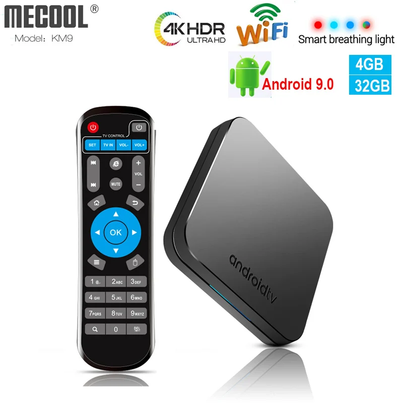

MECOOL KM9 Android 9.0 TV Box Amlogic S905X2 Quad Core 4G DDR4 32G ROM 4K Smart TV Box USB 3.0 2.4G/5G wifi H.265 set top box