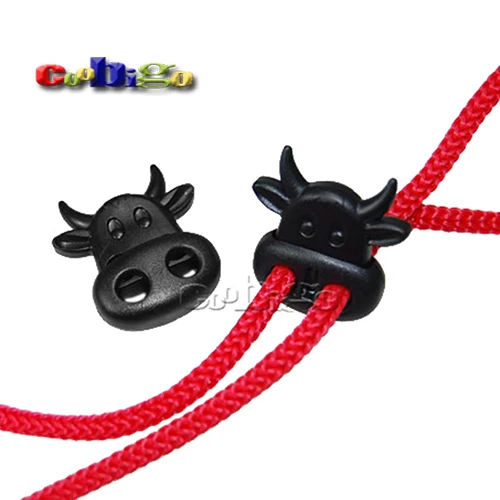 

5~1000pcs Pack 2 Hole Cord Lock Black Ox Cow Head Plastic Toggle Stopper for Paracord Sportwear Garment Accessories#FLS039-B