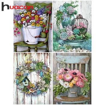 

Huacan 5d Diamond Painting Full Drill Square /round Flower DIY Diamond Embroidery Cross Stitch Diamond Mosaic Home Decor