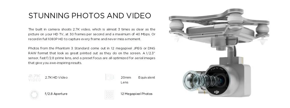 DJI Phantom 3 Standard With 2.7K HD Camera FPV Drone Quadcopter Rc Helicopter GPS Gimbal VS Phantom 3 Professional