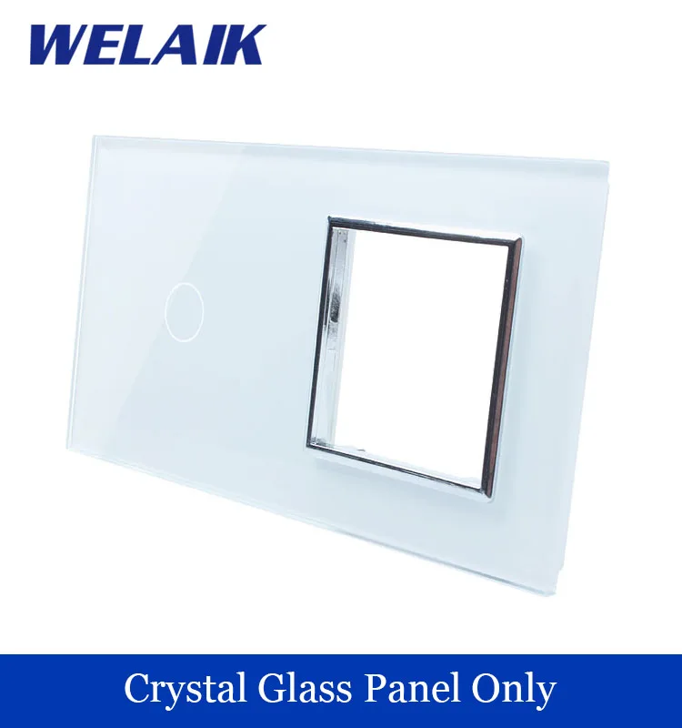 WELAIK Touch Switch DIY Parts Glass Panel Only of Wall Light Switch Black White Crystal Glass