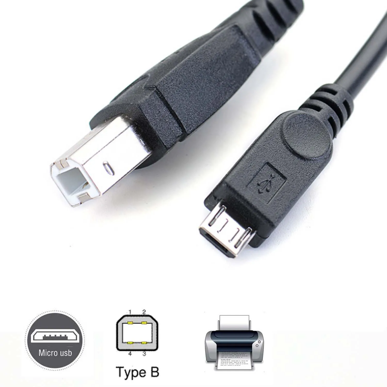 المصغّر USB الذكور إلى USB 2.0 B ذكر بيانات كابل otg هاتف لوحي إلى الإلكترونية البيانو طبل