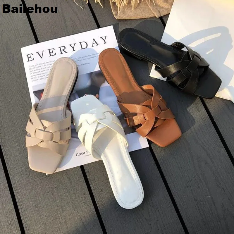 Bailehou 2019 Новые повседневные тапочки на плоской подошве летние пляжные шлепанцы