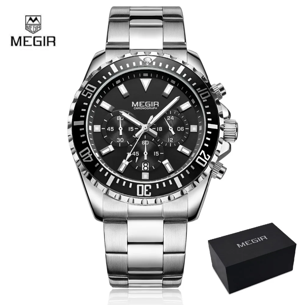 

Megir Clock Male Mens Watches Top Brand Luxury Green Quartz Watch Men Sport Chronograph Wrist Watch for Man Relogio Masculino